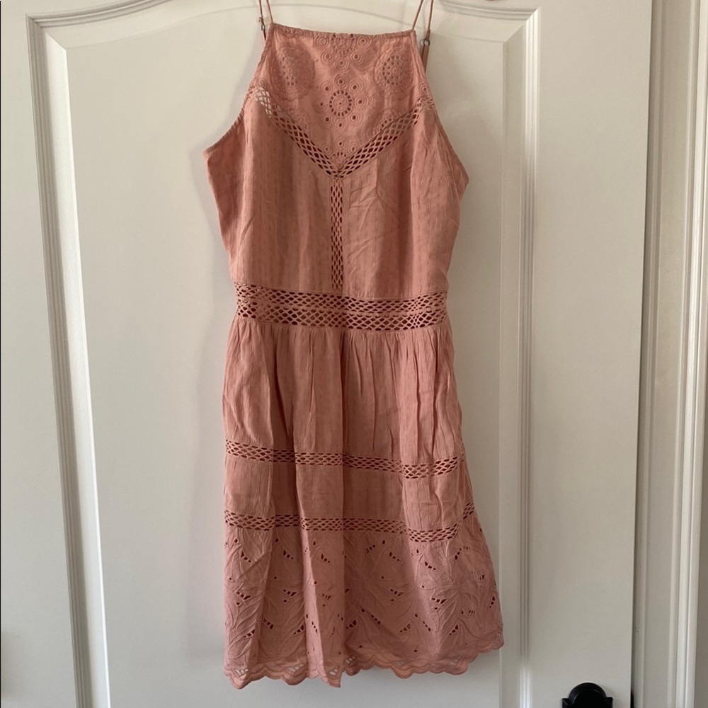 Pink Lace Detailing Spaghetti Strap Sundress